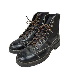 OXS Combat Boots Black Lace Up Made In Italy EU 37 Womens 7 Mens 5